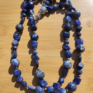 Jay King DTR mine finds Lapis Sodalite 2 strand necklace 925 Sterling Silver